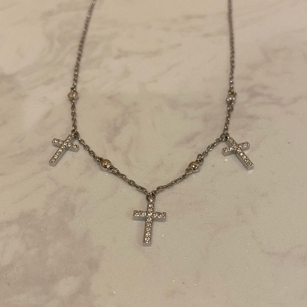 Swarovski Crystal 16” cross necklace